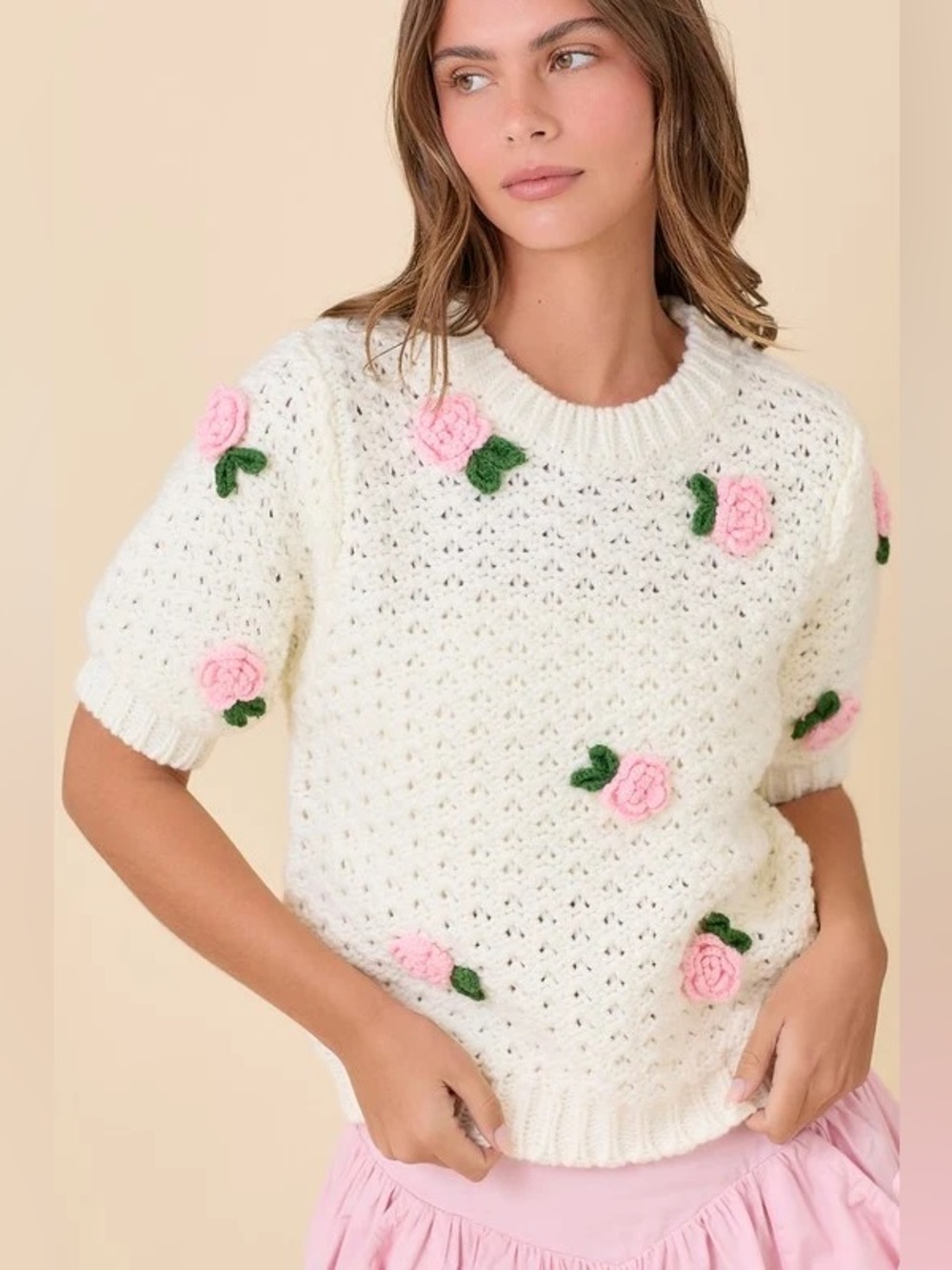 290 • Coming Soon! Crochet Rose Flower Sweater Top
